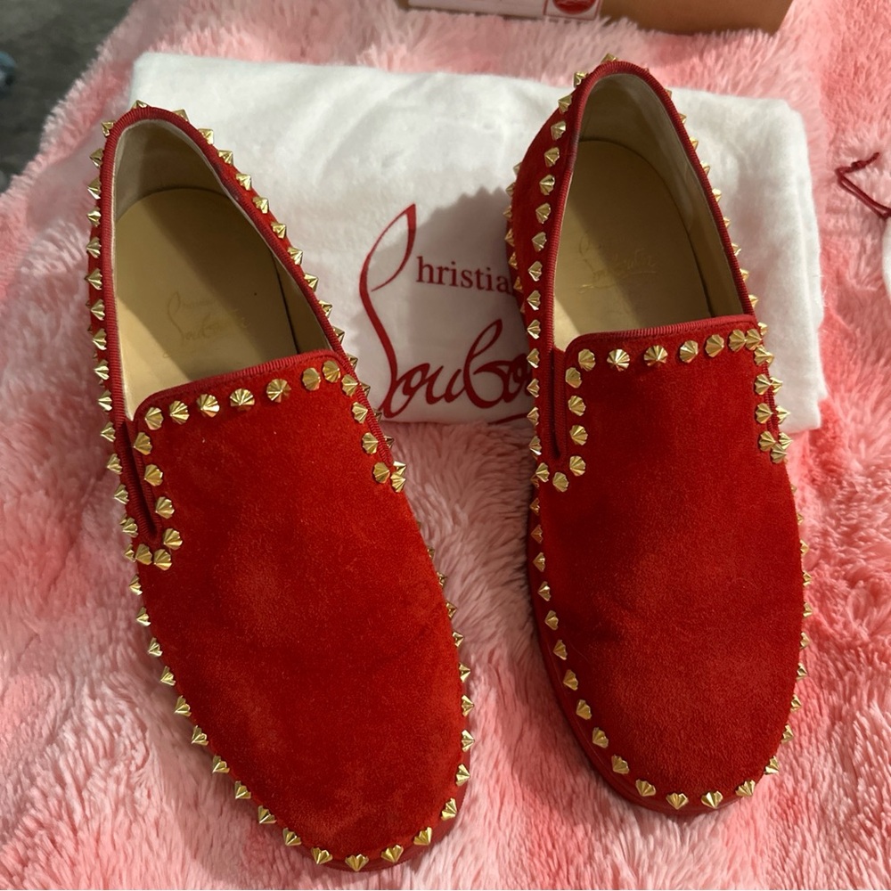 Christian Louboutin Gold Veau Spiked Flats